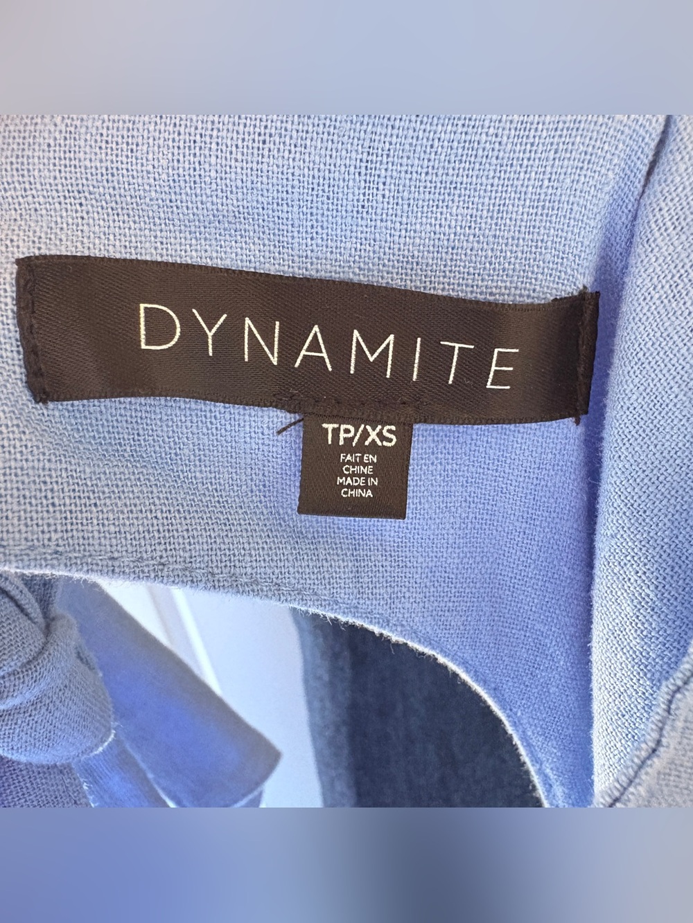 Dynamite Linen Light Blue Ruffle Jumpsuit Wide Legs Size XS - Picture 7 of 16